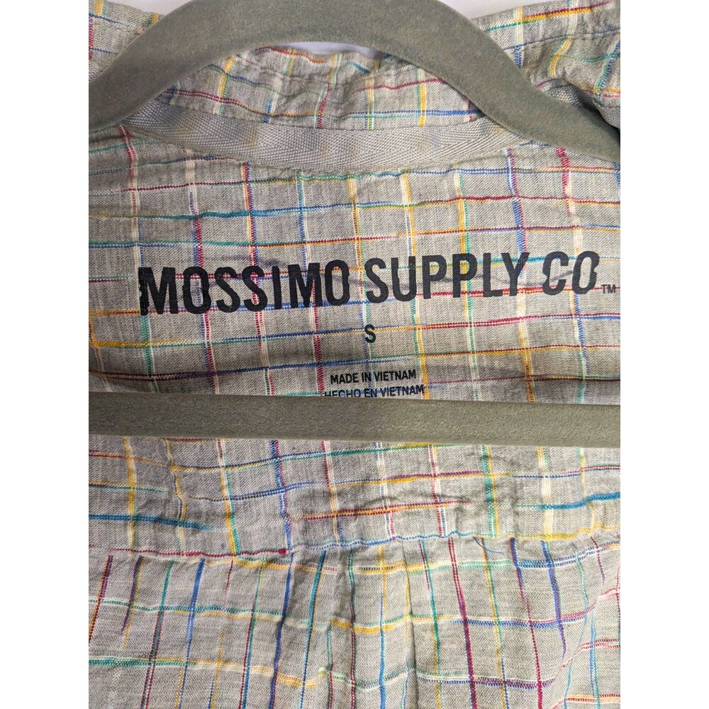Mossimo Supply Co. Men’s S Gray Multicolor Plaid Cotton Short Sleeve Button-Up
